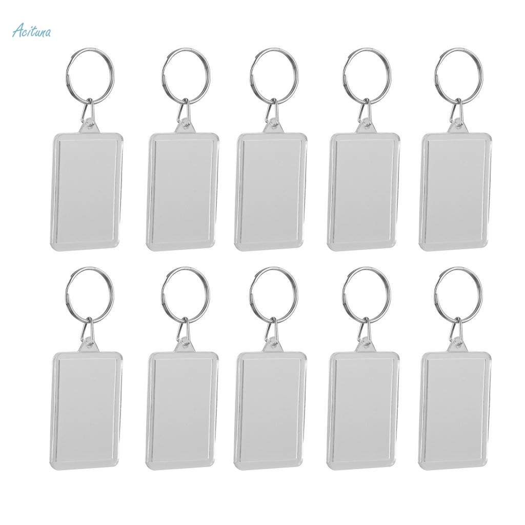100Pcs Acrylic Rectangle Clear Key Keychain Blank Insert Photo Picture Frame. 
