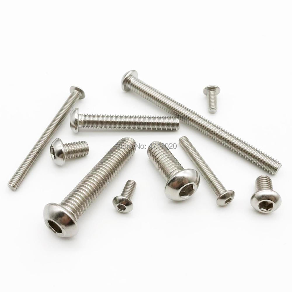 10/50pcs M1.6 M2 M2.5 M3 M4 M5 M6 M8 304 A2-70 Stainless Steel ISO7380 Hexagon Hex Socket Head on Allen Bolt Screw L=2-100mm-100mm. 