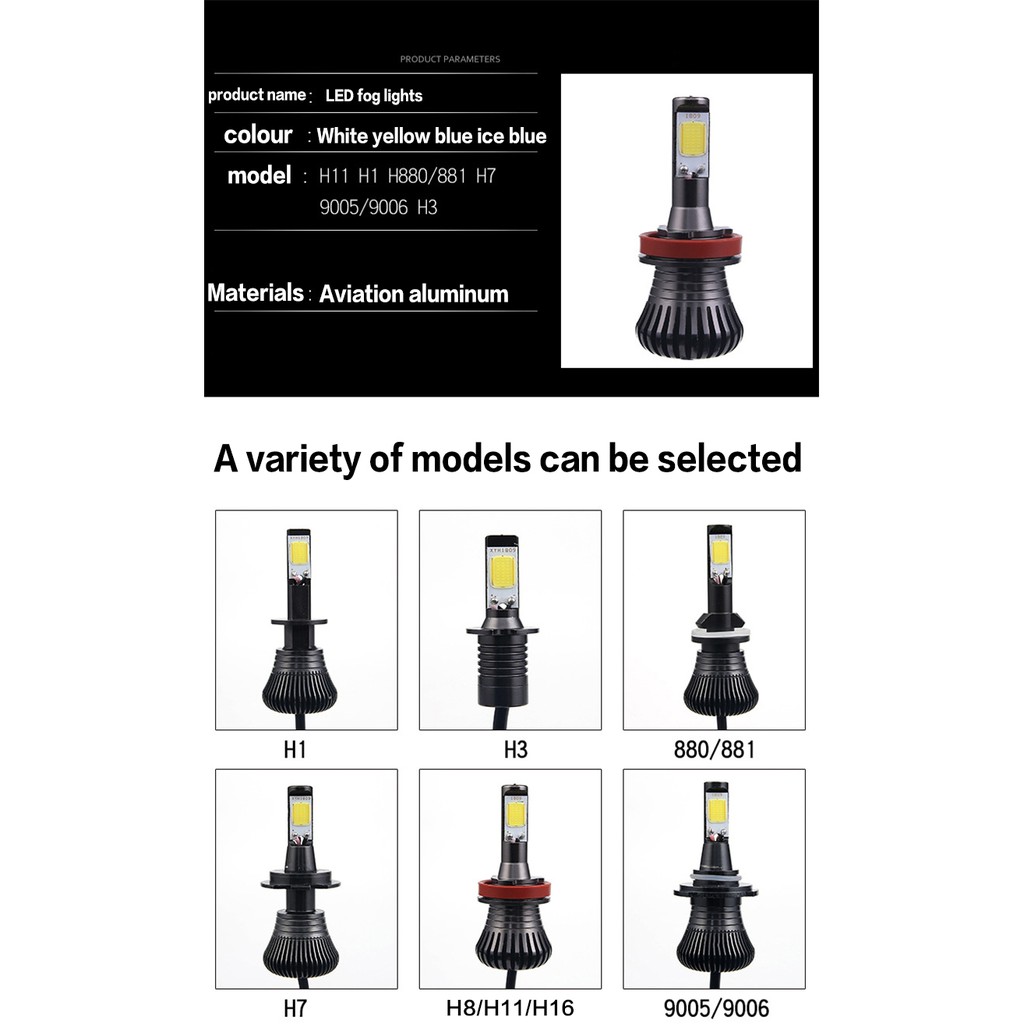 2piece Car LED Fog lamp Dual Colors fog light headlight headlamp H3 H7 H11 9005 881 H4 H8 H16 9006 HB3 HB4 880 881 H27 H1. 