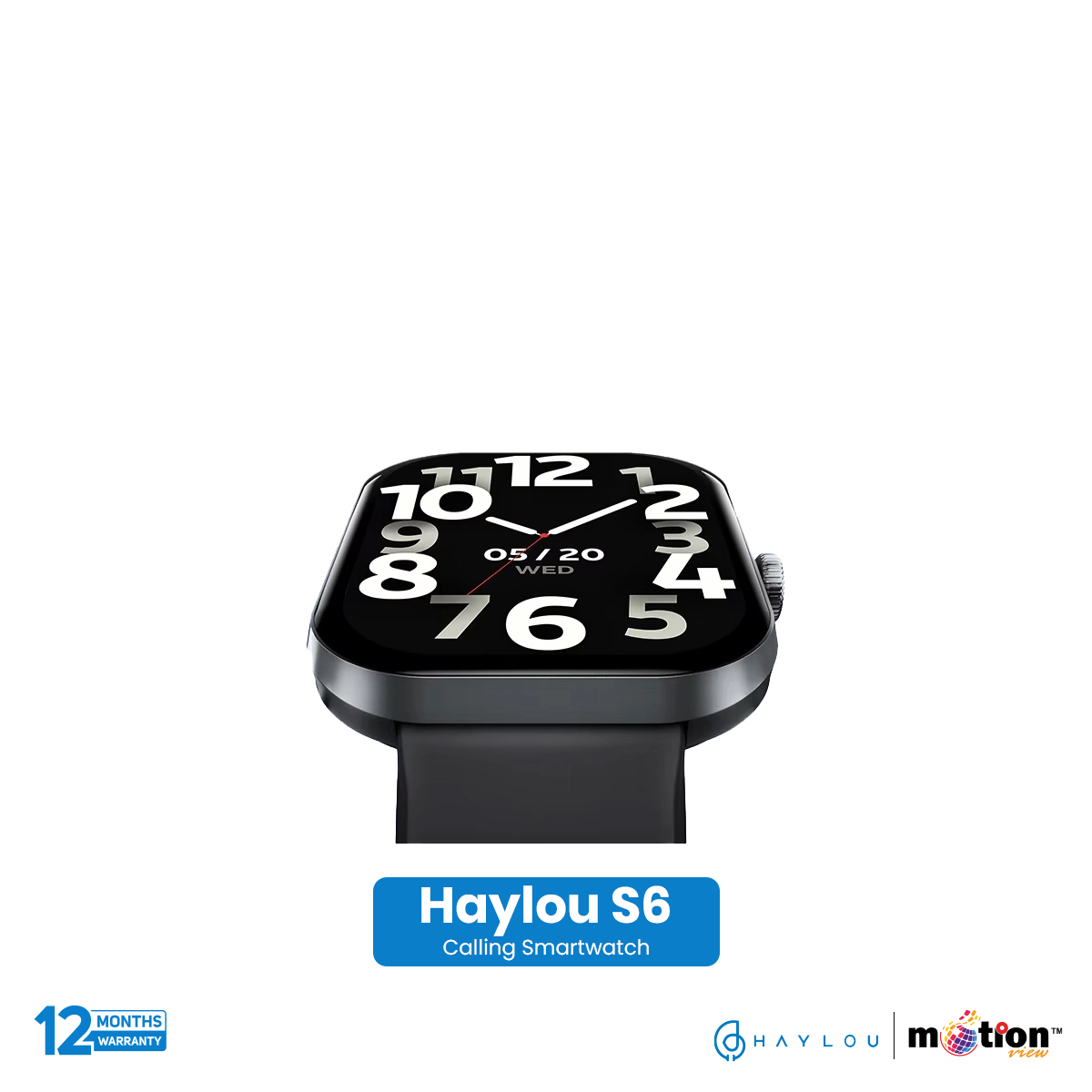 Haylou S6 2.01" TFT Bluetooth Calling With IP68 Water Resistance Smart Watch- Black. 