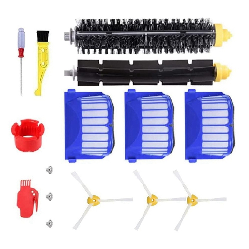 Replacement Parts Compatible for iRobot Roomba 675 677 671 655 645 Filter,Side Brush,Bristle and Flexible Beater Brush. 