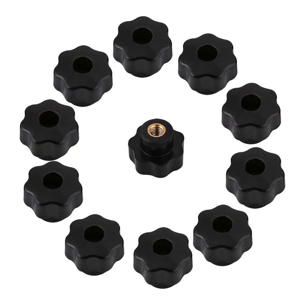 10PCS M6 Internal Thread Knob Screw Plastic Star Head Clamping Knob Black M6 x 25