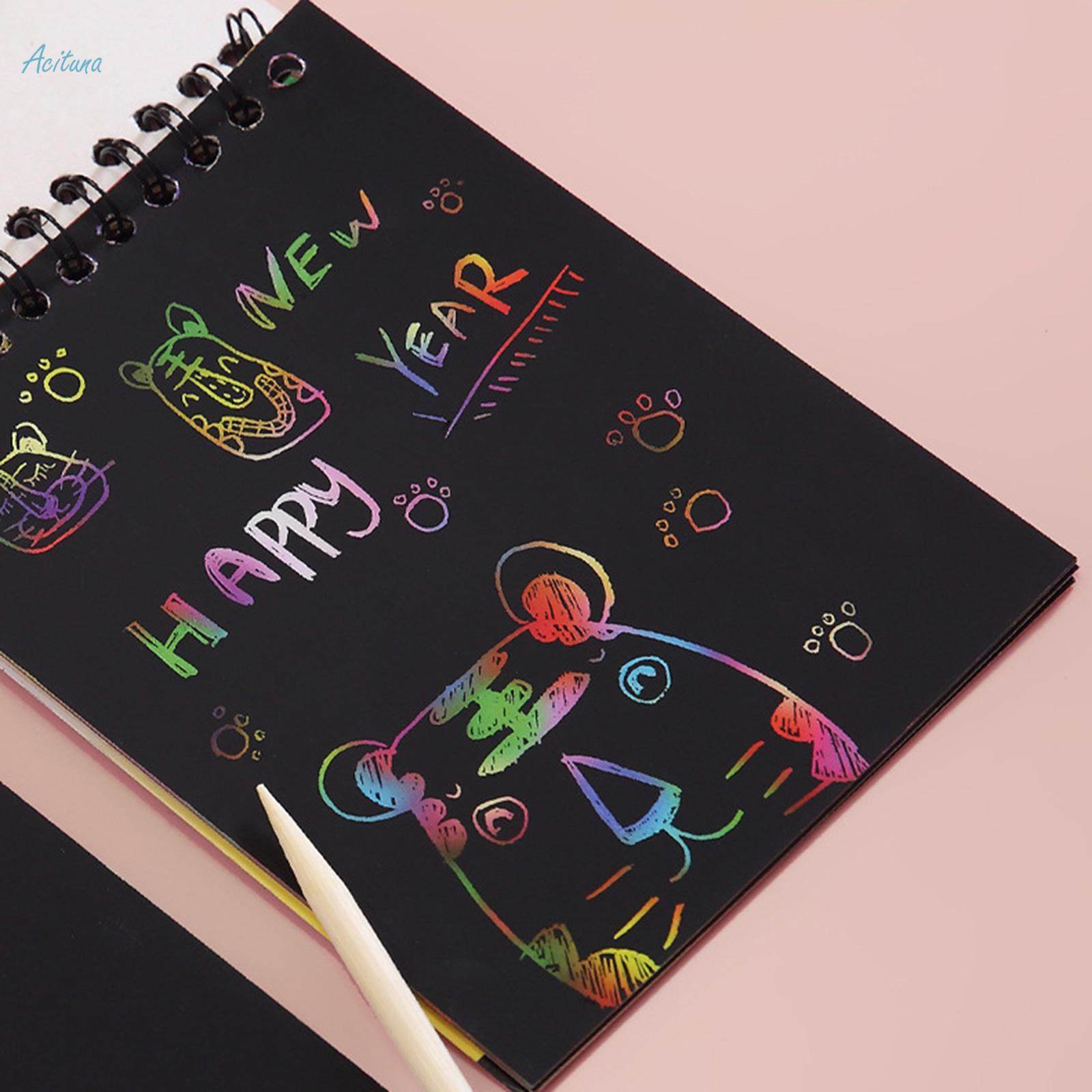 Scratch Paper Art Note Set Scratch Sheets Scratch Painting Birthday Gift. 