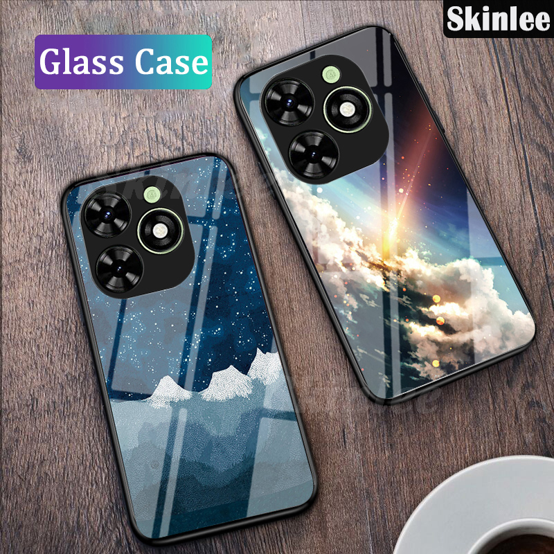 Phone case For infinix Hot 40i Back cover Couple Starry Moon Glossy Glass Meteor Start cover For infinix Hot40i 4G Cover cases