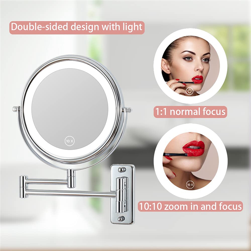Wall Mounted Vanity Mirror 8 Inch Swivel with Extension Arm Lamp Vanity&Bathroom Mirror with 3 Color Tem. 