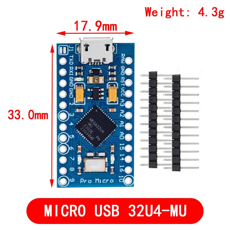 【DATA FROG Global MALL】Micro ATmega32U4 5V 16MHz Original Chip Replace ATmega328 For Arduino Pro Mini 2 Row Pin Header Leonardo UNO R3. 