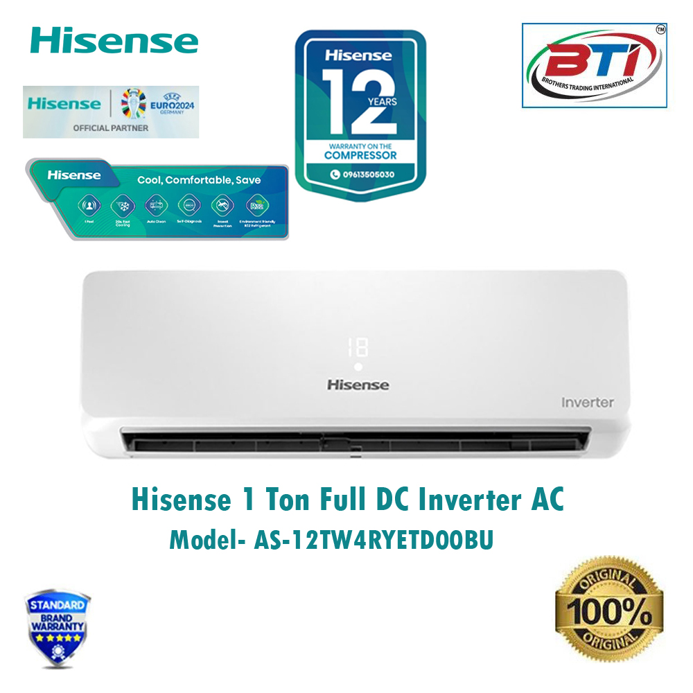 Hisense 1 Ton Full DC Inverter AC Model- AS-12TW4RYETD00BU