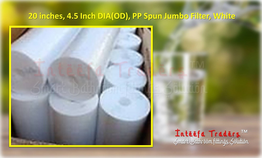 20 Inch 5 Micron PP Cotton Filter Jumbo Spun Filter Cartridge Size 4.5 Inch DIA 20" PP Sediment Filter Cartridge For Reverse Osmosis Commercial Water Purifier Pre-filter-Pack of 1 - Water Jar. 