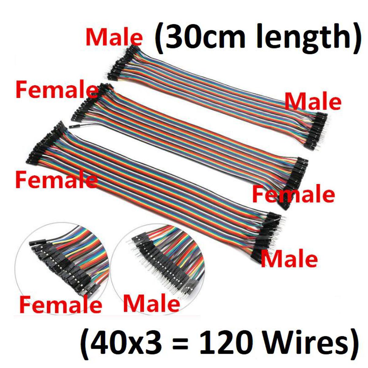 120 Wires set- Arduino jumper connecting wires male female all types