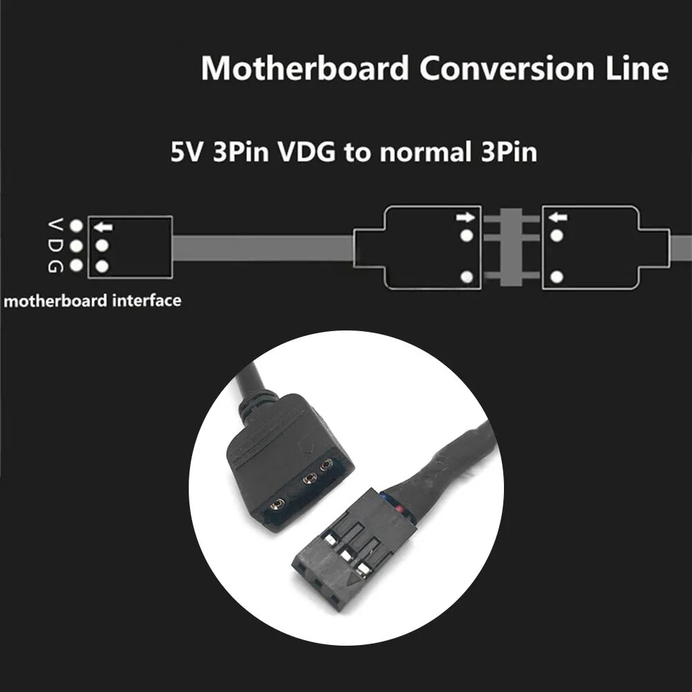 1pc 5V 3Pin VDG to 5V 3Pin ARGB SYNC Adapter Cable for Gigabyte Motherboard SYNC PC Chassis Cooling Fans Accessories. 