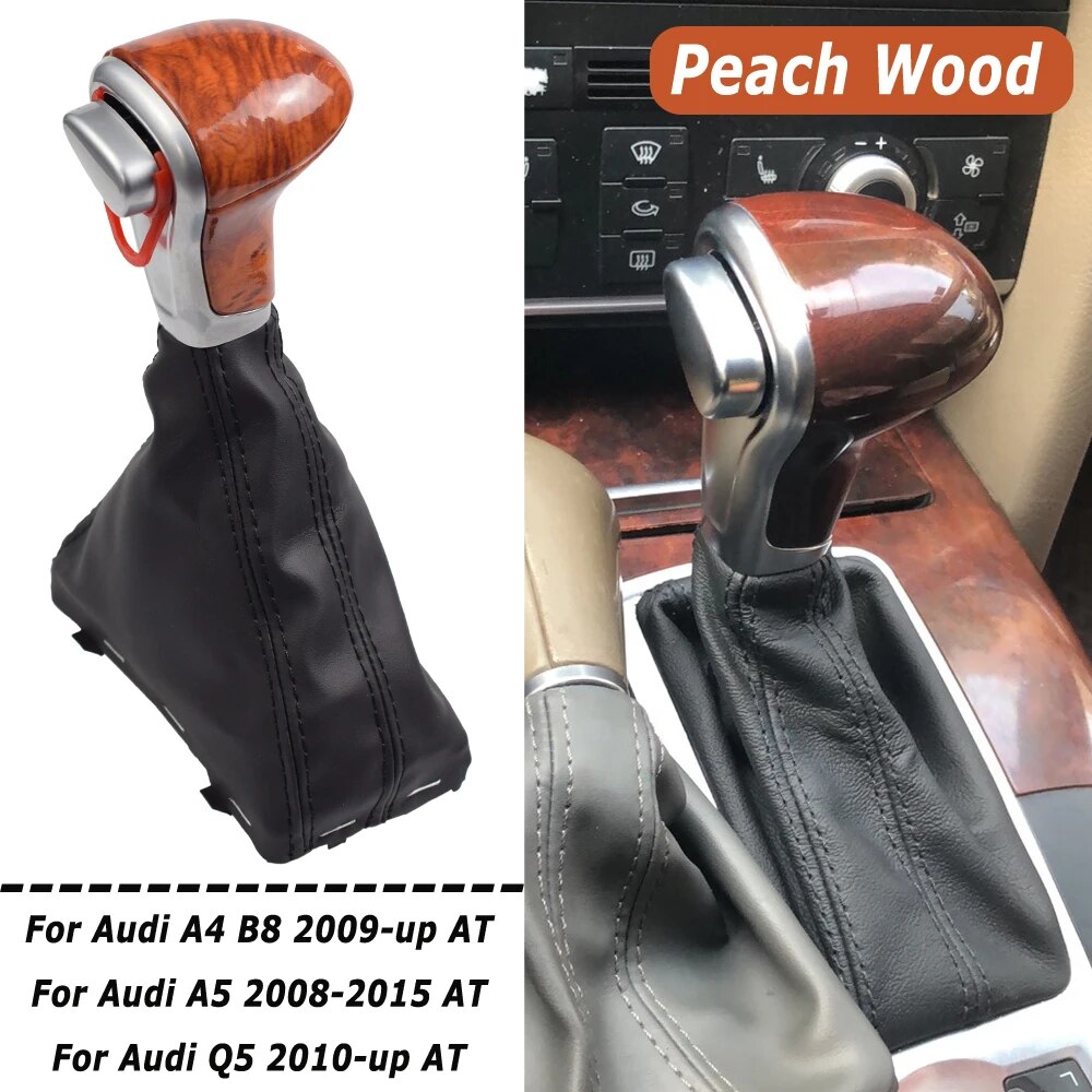 Auto Automatic Shift Knob For Audi A6 C6 A4 B8 A5 Q5 2009 2010 2011 2012 2013 2014 Gear shift knob boot-Wood