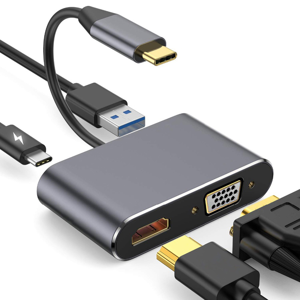 【FUPANG】Type C 4K VGA USB3.0 Converter Charging Port Adapter