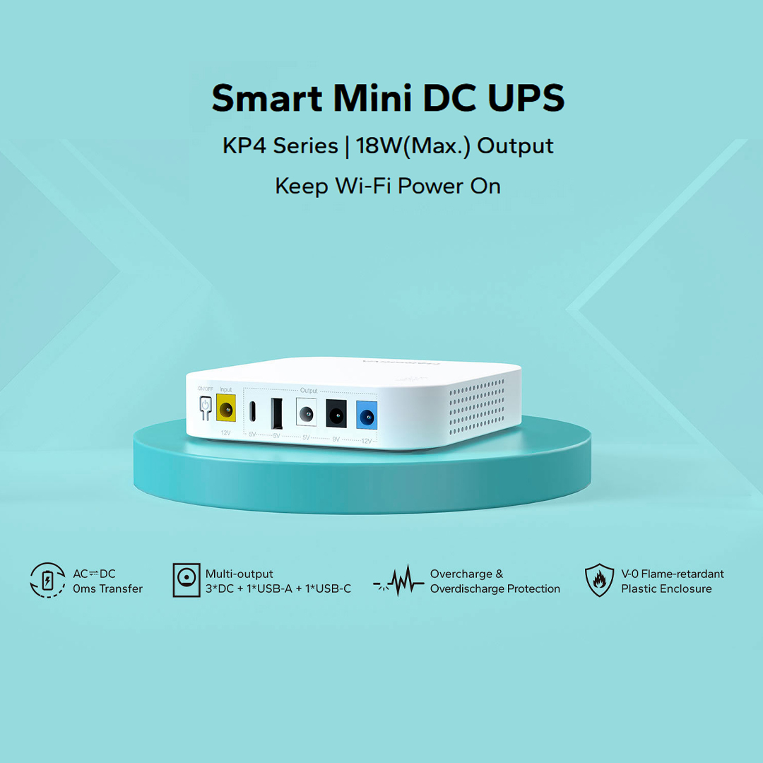 MARSRIVA KP4 10000mAh Smart Mini Router DC UPS 18Watt with 3 DC Output, 1 USB & 1 Type C Output. 