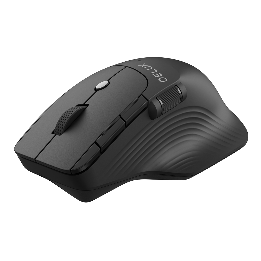 Delux M913GX Wireless Bluetooth Mouse with Side Scroll Wheel Multi-Device Ergonomic Mouse with 1600DPI 7 Buttons For PC Computer