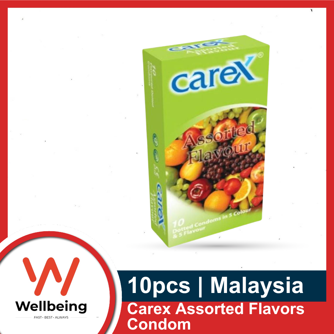 Carex Assorted Flavors Condom 10pcs Pack | Malaysia