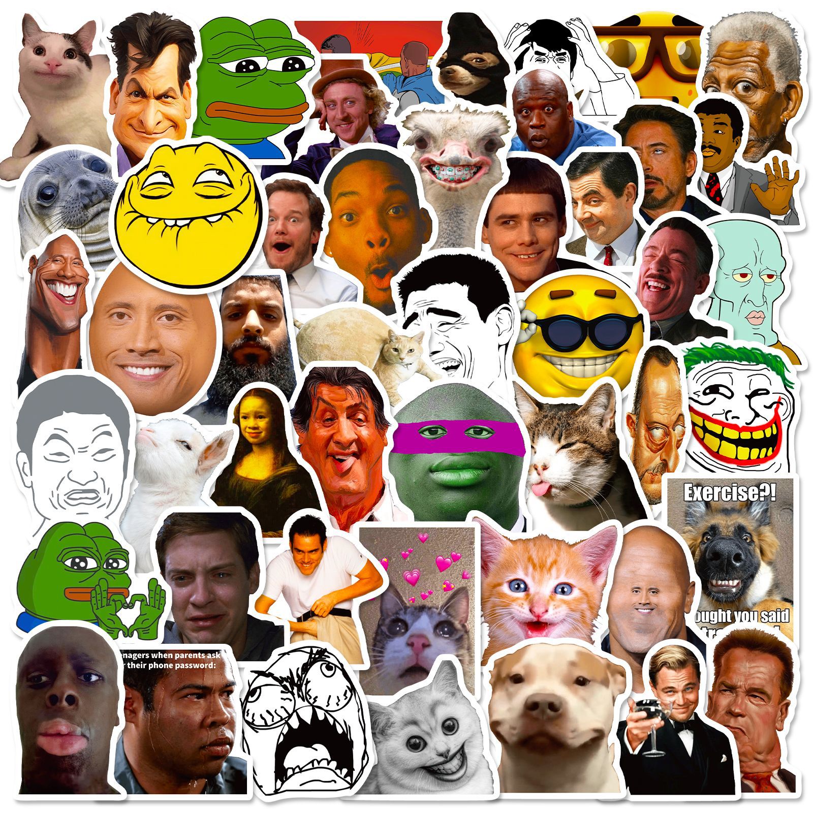50 Zhang Disgusting Facial Expression Bag Stickers New Emoji Graffiti Stickers Funny Character Facial Expression Bag Stickers. 