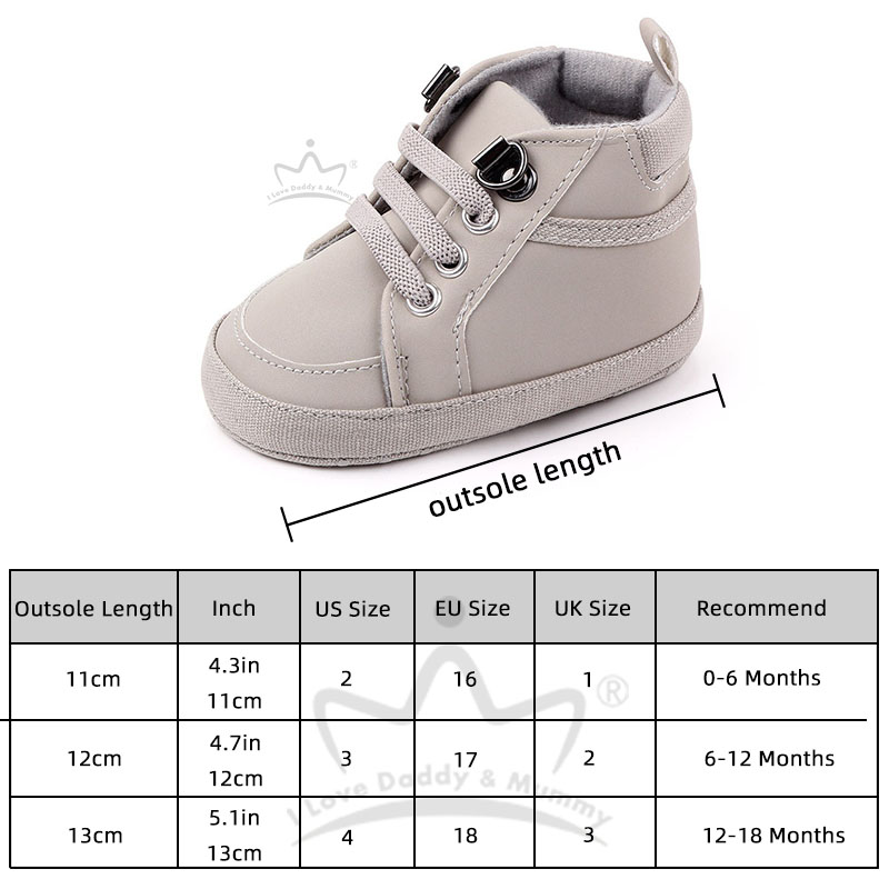 Baby Boy Shoes Solid Color PU Leather With Shoelace Soft Cotton Non slip Soled Infant Toddler Shoes Sneakers for Kids Boys Girls Daraz .bd