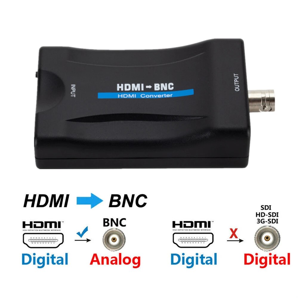 PzzPss BNC To HDMI-compatible and HDMI-compatible to BNC Converter Display HD 1080P/720P Video Adapter Surveillance Monitor. 