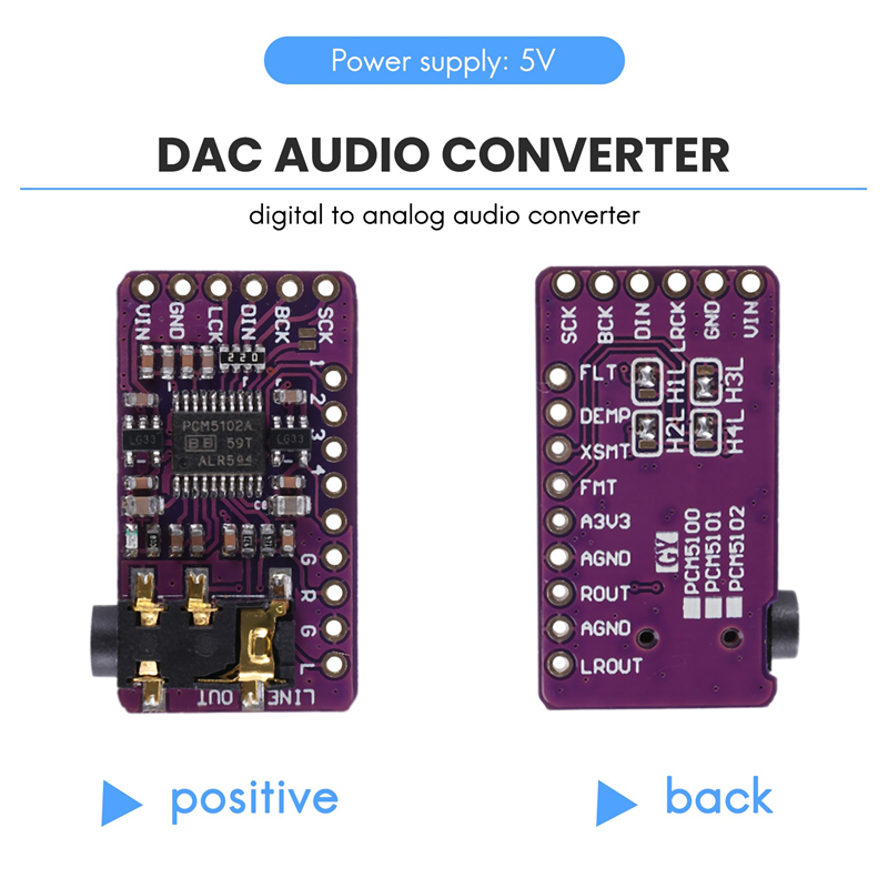 PCM5102 I2S IIS Digital Audio DAC Decoder Module Stereo DAC Digital-To-Analog Converter Voice Module for. 