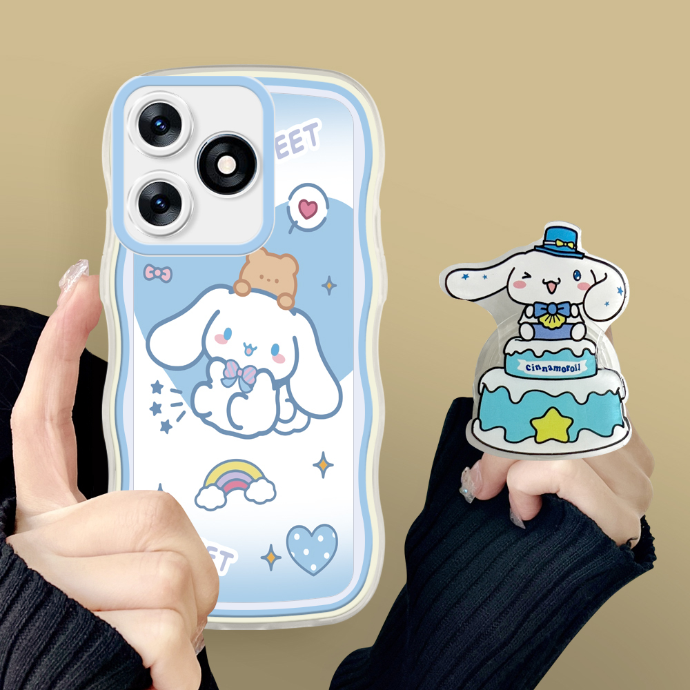 BILI for Tecno Spark 10 / Spark 10C Back Cover With Free Ring Holder Cute Cinnamoroll Soft Transparent Colorful Wavy Phone Cases. 