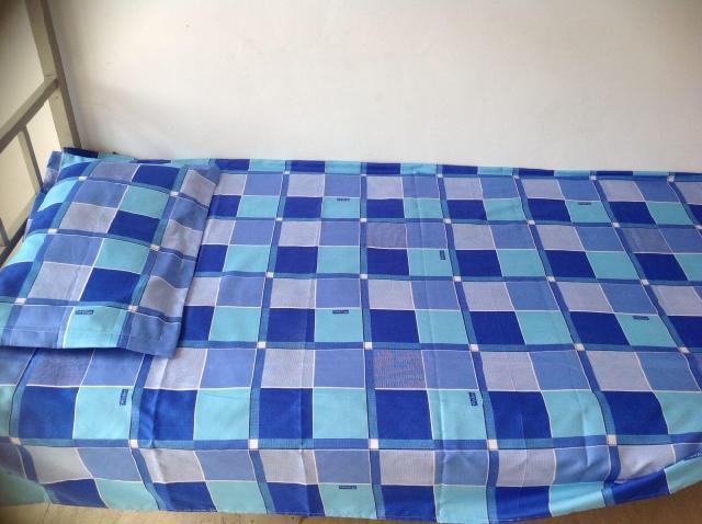 M3NO wholesale factory custom blue plaid three-piece set of student dormitory bunk bed sheets quilt cover pillowcase. 