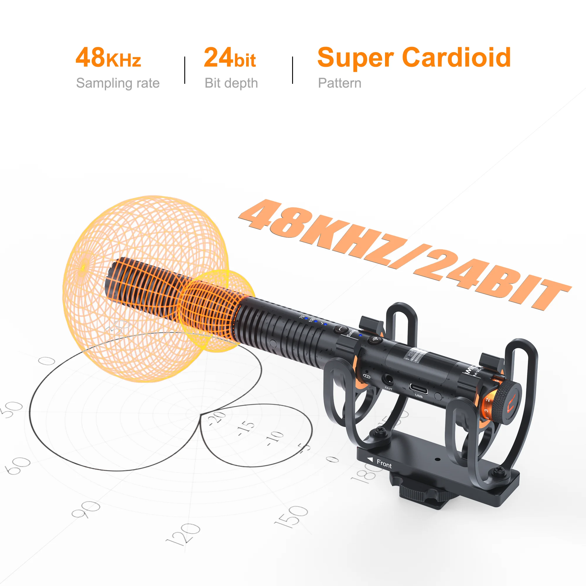 COMICA VM30 2.4G Super Cardioid Condenser Wireless Shotgun Microphone for Smartphone,Camera, Computer. 