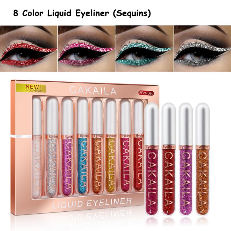 CAKAILA 8-color Matte Glitter Eyeliner Set Quick-drying Waterproof Eye Liner Pen Make Up Eyeshadow Cosmetics Non-smudge