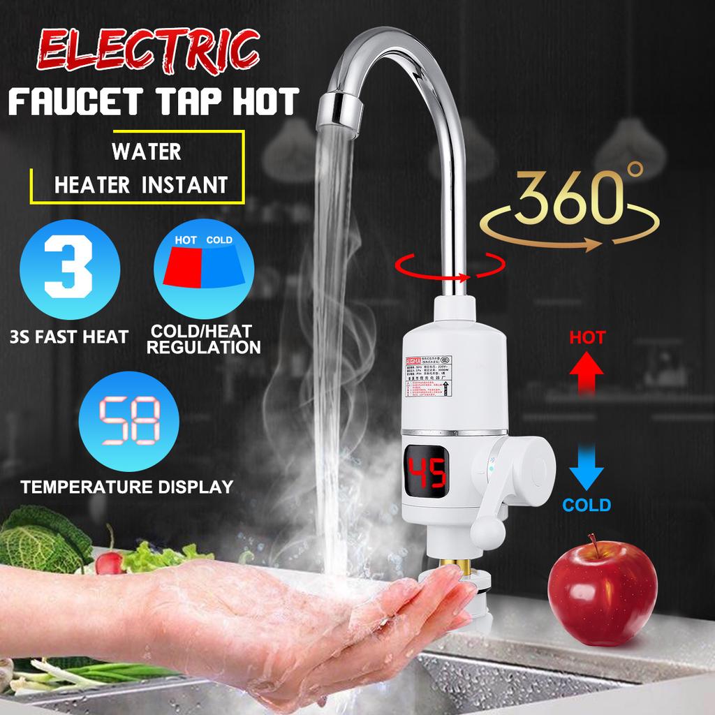 Instant Thankless Digital Electric Hot Water Tap for any Wall and Basin Mount with led Display. 
