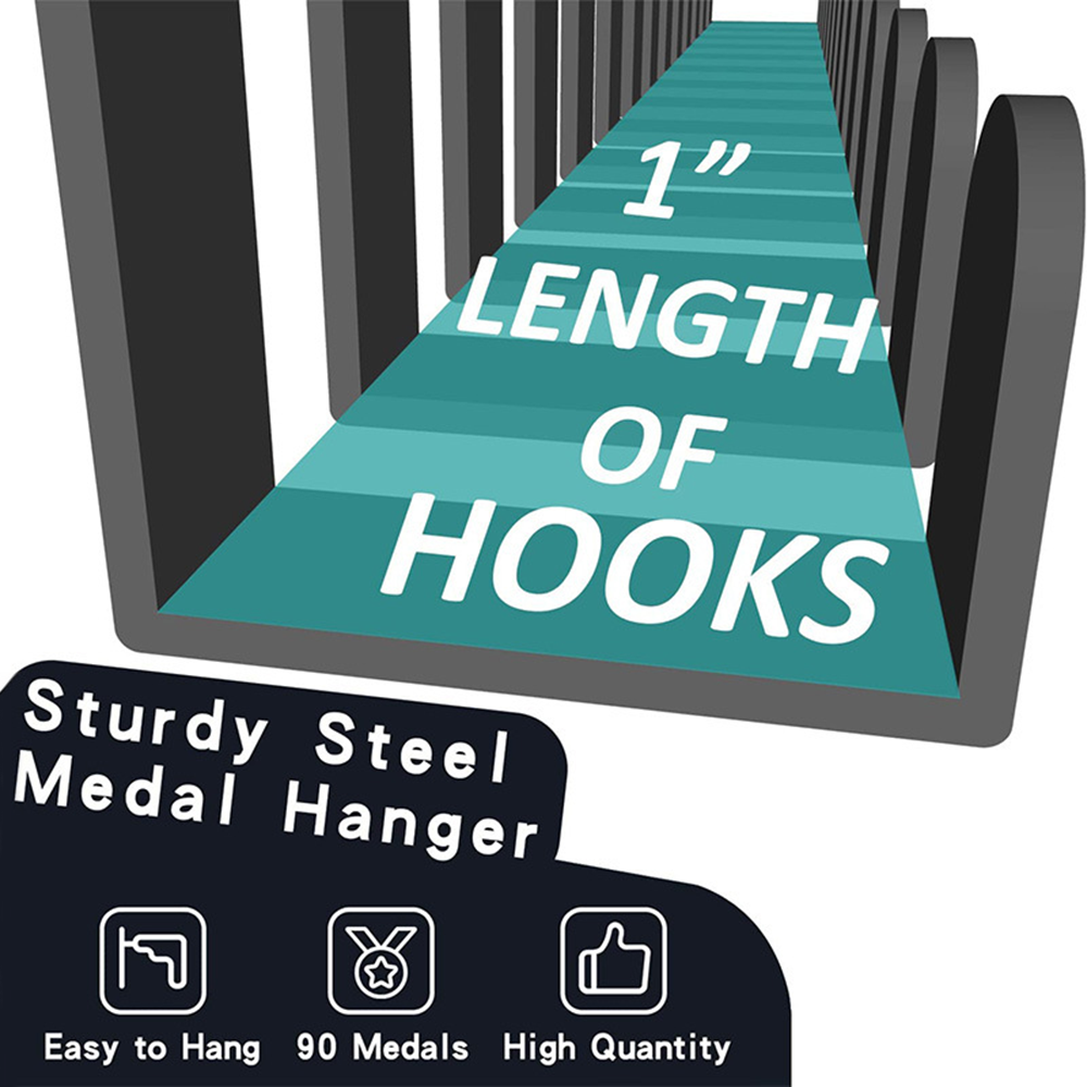 Wall-mounted Medal hanger display Space-saving Customizable Trophy shelf Stainless steel Rust-proof Sports medal display rack. 