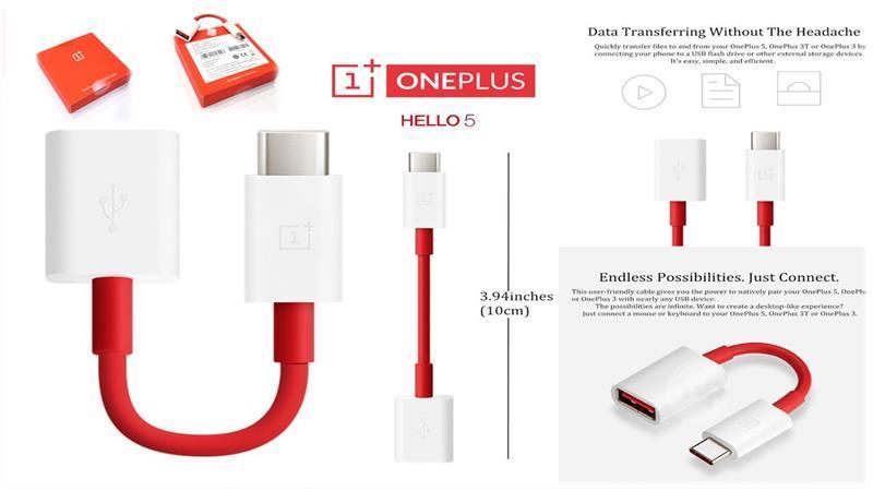 OnePlus Type C - OTG Cable Adapter For One plus - Red and White. 