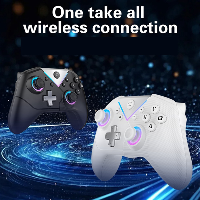 Game Console Six-Axis with Macro Programmable Wireless Bluetooth Controller Game Controller for Install Easy to Use Black. 