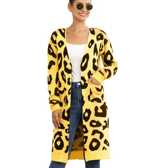 women's leopard print cardigan sweater