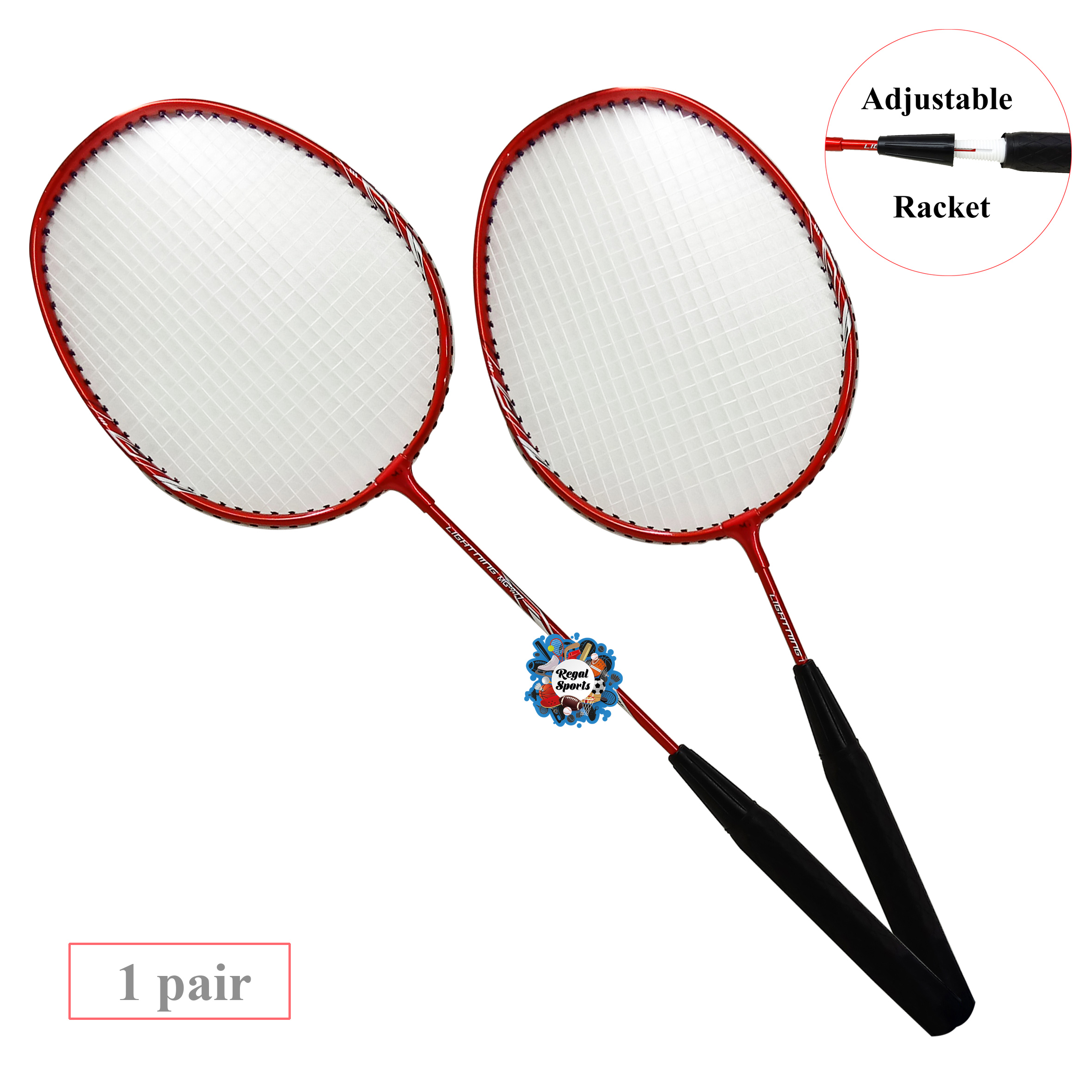 Badminton Racket - Lightning - Adjustable - 1 pair (B). 