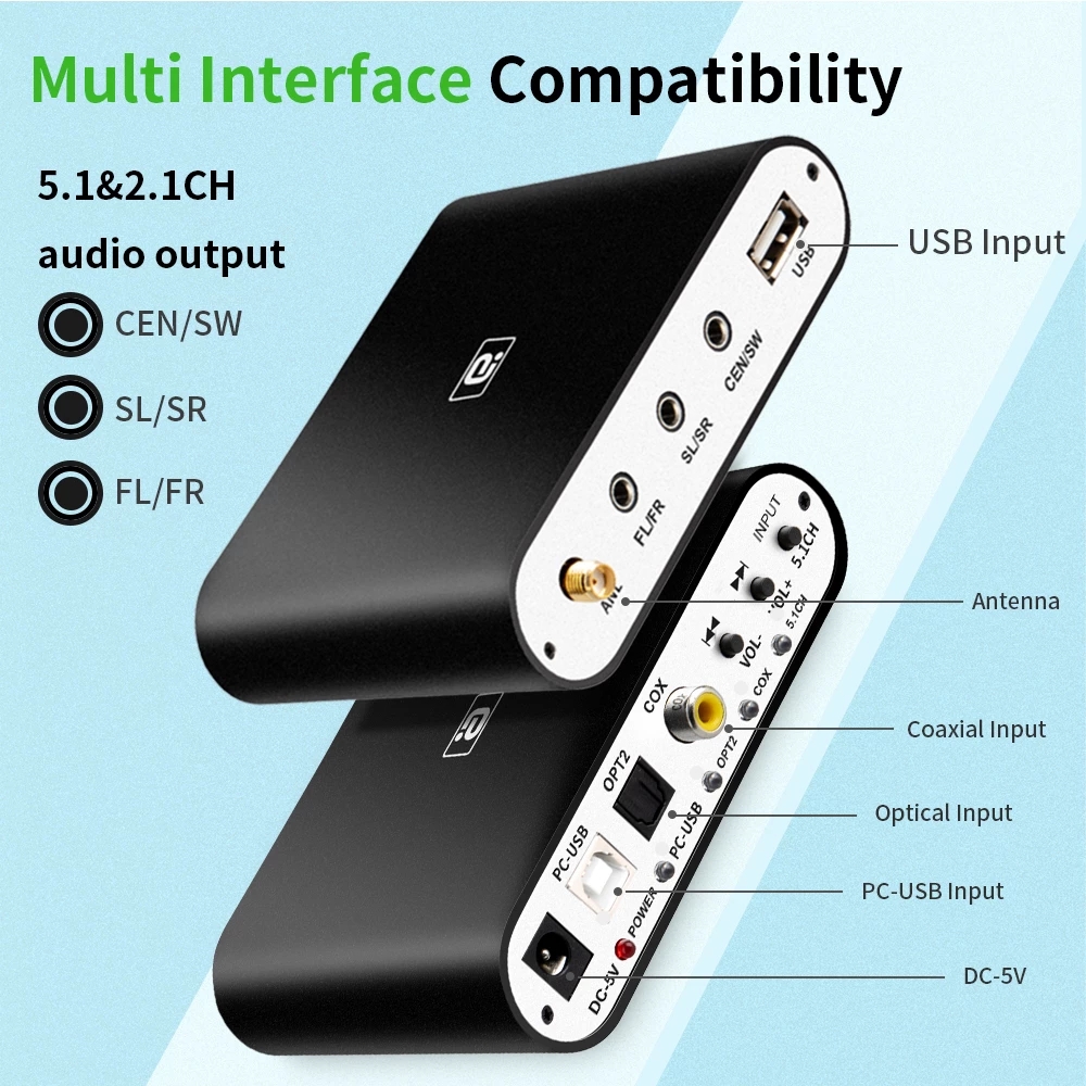 Digital 5.1 EU Audio Decoder Dolby DTS/AC3 Audio Converter Gear LPCM To 5.1 Analog Sound Audio Adapter Amplifier Converter. 