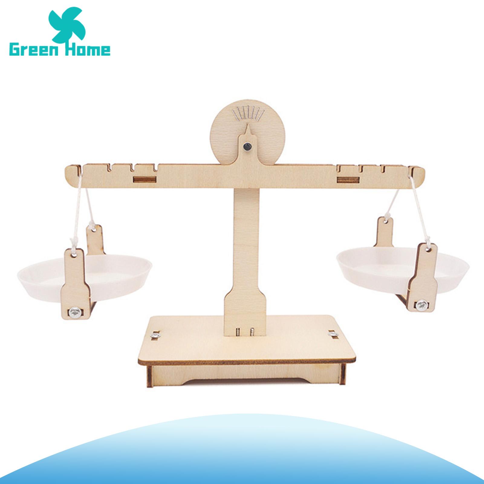 Green Home DIY Balance Scale Creative Thinking Self-assemble DIY Building Balance Scale Model. 