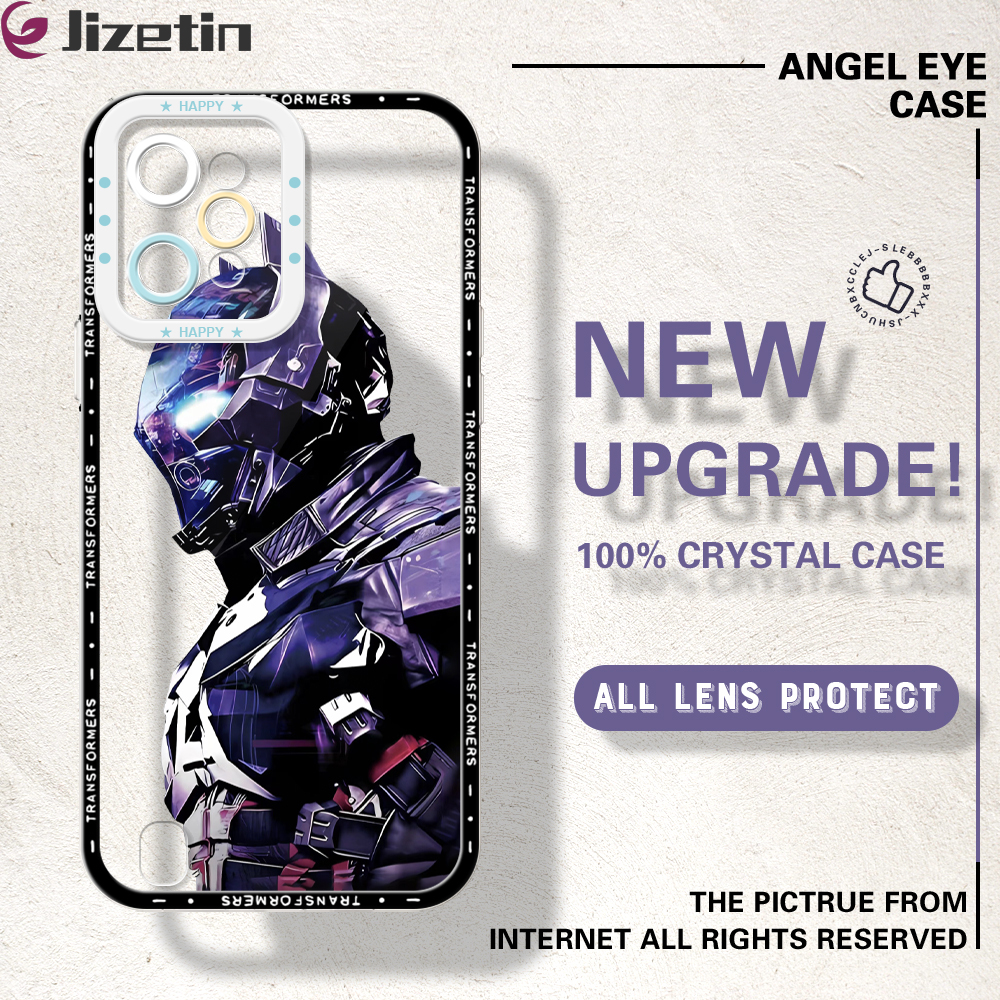 Jizetin for Realme C31 Back Cover Crystal Transparent Iron Warrior Soft Full Camera Cover Protection Phone Cases