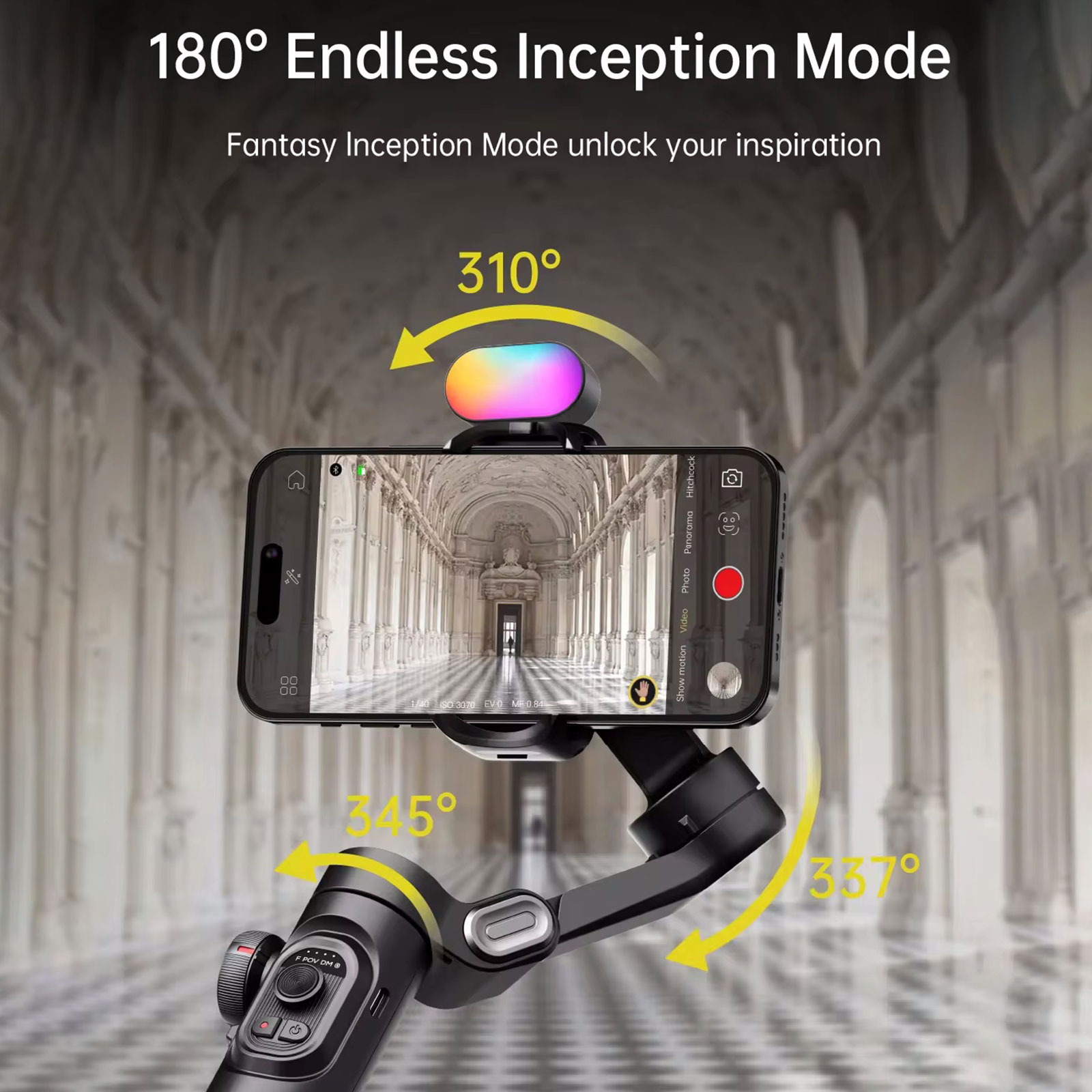 AOCHUAN Smart XE Kit Gimbal Stabilizer for Smartphone iPhone Video Recording Magnetic Fill Light 3-Axis Foldable Android Gimble. 