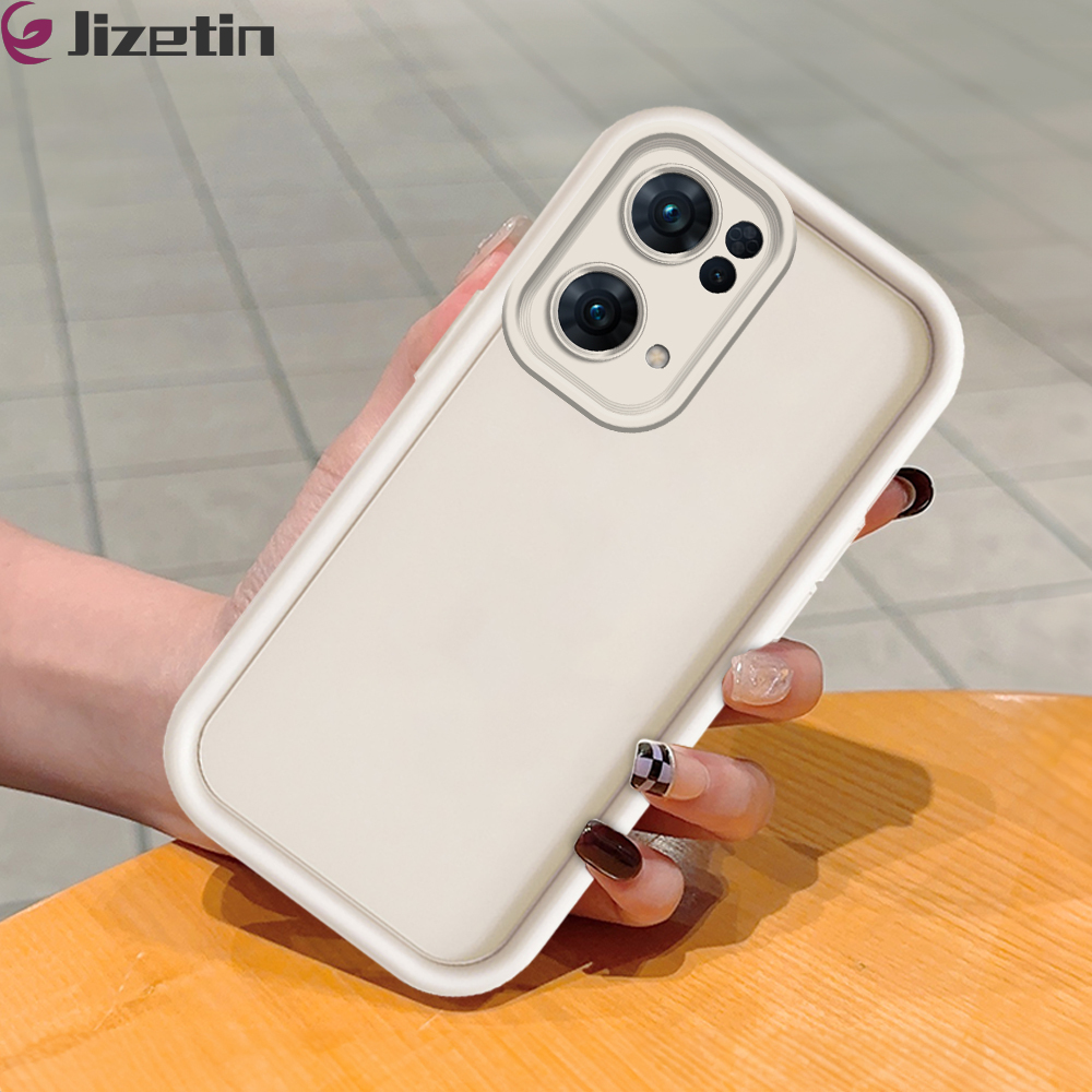 Jizetin for OPPO Reno7 Pro 5G Back Cover Classical Color Ladder Camera Soft Rubber Mobile Phone Case