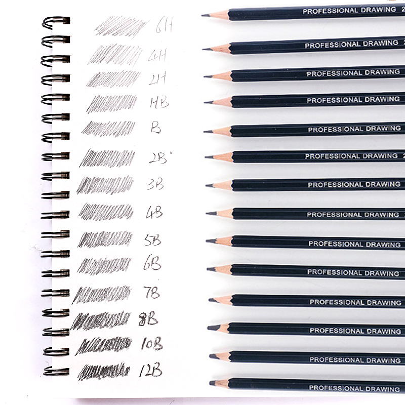 Kasimir Drawing Pencils 14pcs/set 12B, 10B, 8B, 7B, 6B, 5B, 4B, 3B, 2B, B, HB, 2H, 4H, 6H Graphite Sketching Pencils Professional Sketch Pencils Set for Drawing. 