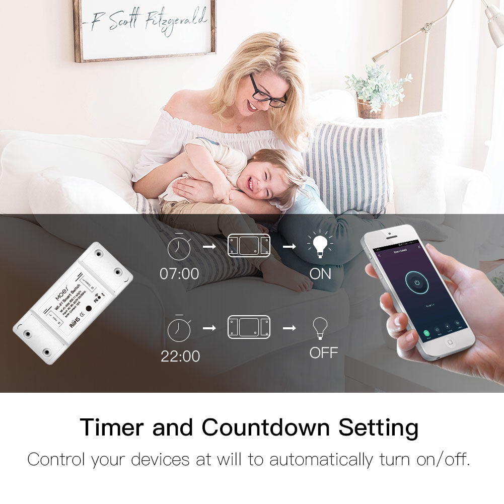 1 pcs Tuya Wifi DIY Smart Switch Relay Module Power Monitor Tuya/Smart Life App Remote Control 16A Work With Alexa Google Home. 