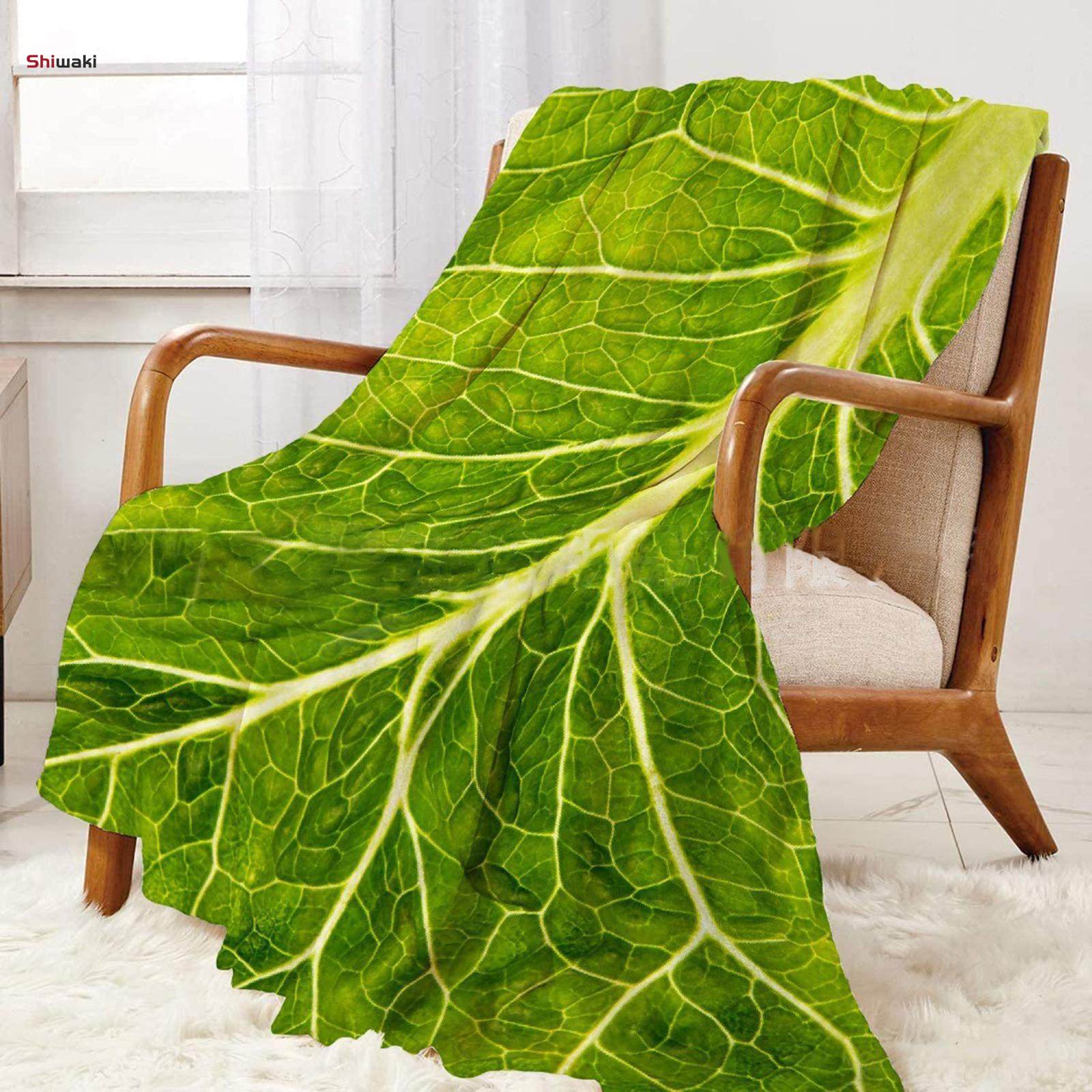 Lettuce Leaf Flannel Fleece Blanket Microfiber Lightweight Throw for Soft 100x150cm. 