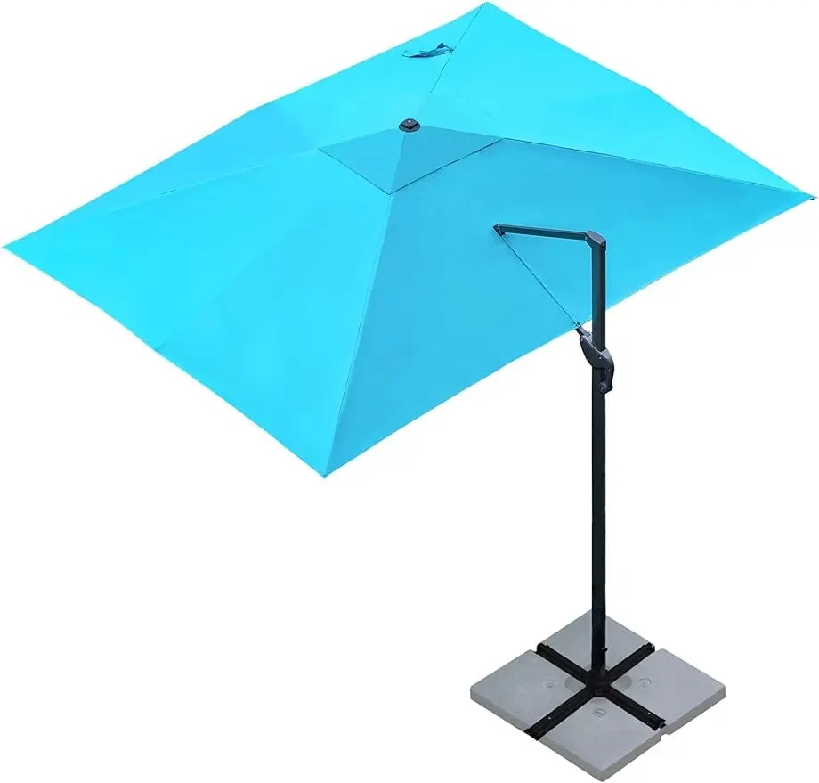 Sunnyglade 10x13Ft Cantilever Patio Umbrella Rectangular Deluxe Offset Umbrella 360°Rotation Integrated Tilting