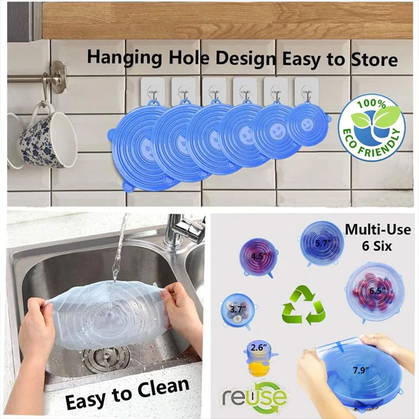 Reusable Bowl Pot Lid Cover Pan Cooking Kitchen Accessories Silicone Stretch Lids Reusable Airtight Food Wrap Covers Keeping Fresh Seal Bowl Stretchy Wrap Cover Kitchen Cookware