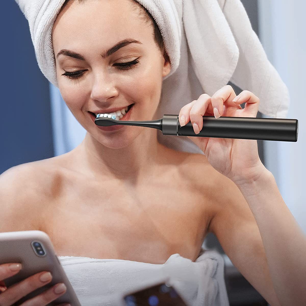 Fairywill Electric Toothbrush P80 Smart Timer Quiet IPX7 Waterproof Fast Charging 8 Replacement Heads 5 Modes with Travel Case. 