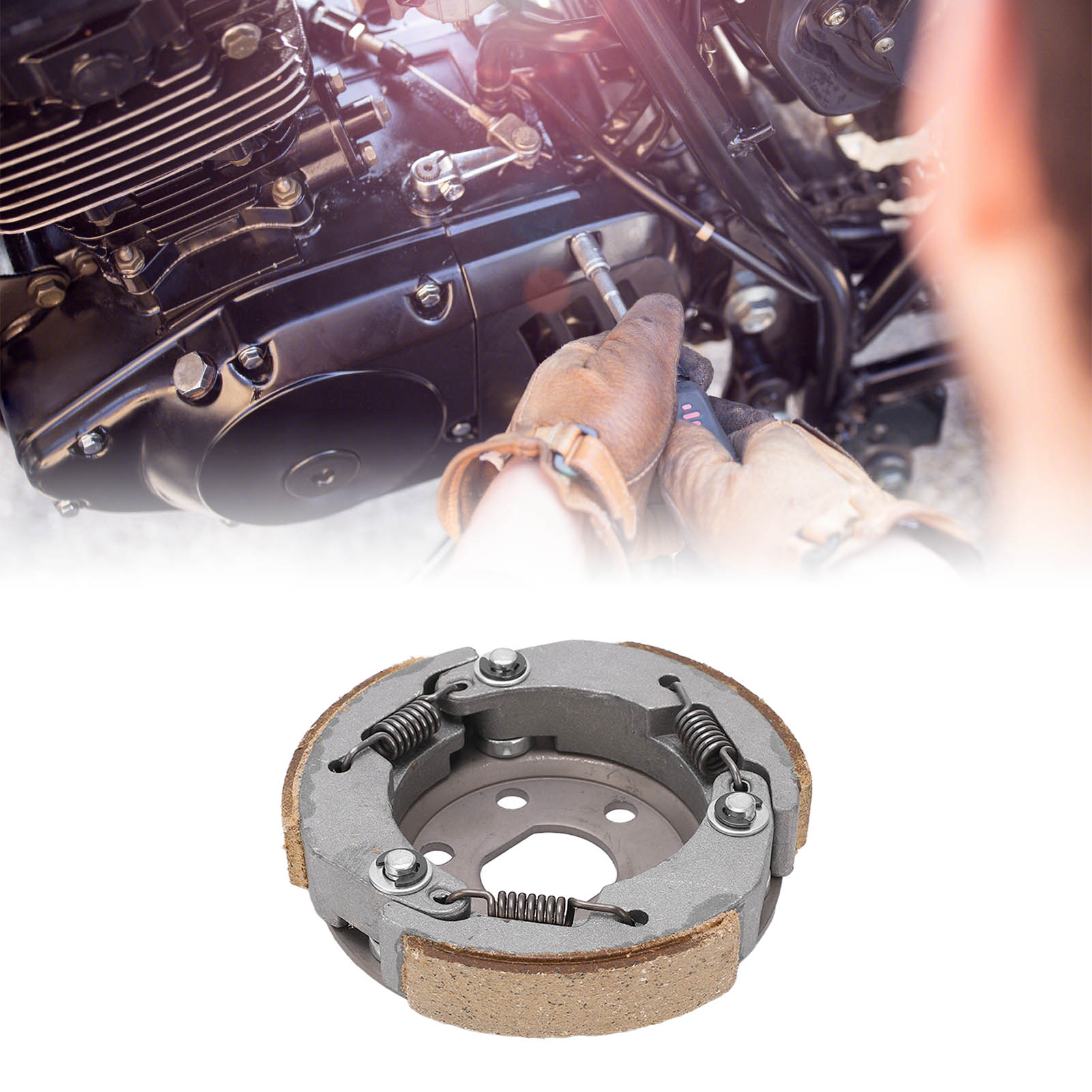 Driven Wheel Clutch, Metal Centrifugal Shoes Clutch 3 Friction Plate for Maintenance Replacement for GY6-50/60/80CC Engine. 
