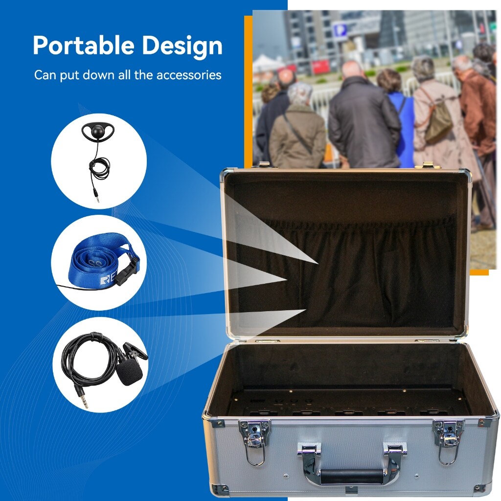 Retekess TT 020 Portable 30-Slot Charge Case Storage Box for TT116 Wireless Tour Guide System. 