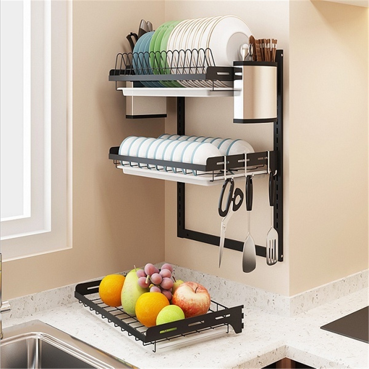 304 Stainless Steel Wall Mounted Kitchen Shelf Adjustable Holders Plate Dish Storage Kitchen Rack Organizer Buy Online At Best Prices In Bangladesh Daraz Com Bd