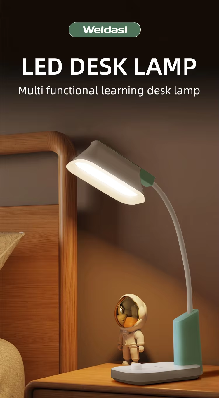 WEIDASI WD-6076GB AC/DC Rechargeable Eye Protection Warm Light Flexible LED Table / Desk Lamp. 