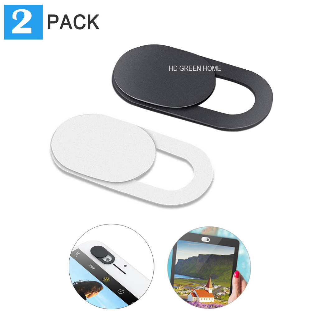 2 pcs x (Black-White) PVC Webcam Cover Mobile Laptop Front Camera Cover Self Adhesive Slider Protector