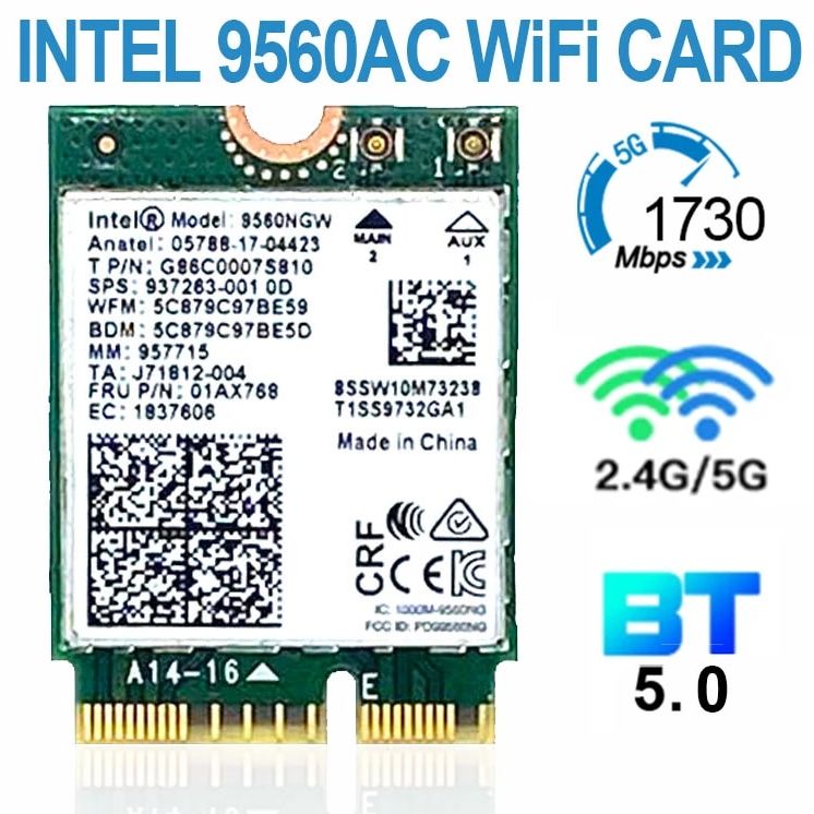 Intel 9560 dual band 2.4g/5GHz wireless bluetooth 5.0 802.11ac m.2 cnvi Intel 9560ngw Wi-Fi card